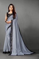 24x7 & Co. Self Design, Embellished Fashion Vichitra, Art Silk Saree(Grey, Black)