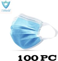 7SHIELD Pharmaceutical mask with Extra soft Fabric ear loop and Inbuilt Plastic coated Nose pin Blue unisex mask with Great Breathability Fabric Ear loop Water Resistant Surgical Mask(Blue, Free Size, Pack of 100, 3 Ply)