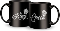 Guru Creation King Queen premiun Quality mug for Gift 11 oz Ceramic Coffee mug Ceramic Coffee Mug(320 ml, Pack of 2)