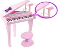 HK ENTERPRISES OFFICIAL Musical Toys Electric Keyboard set baby Grand piano with microphone and chair Early Learning Education Multi-Function grand Piano Mic Mp3 Sing Songs Music Lights Musical Instruments Toy For Kids (Pink)(Pink)