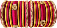 Siddhi Vinayak Collection Silk Dori Bangle Set(Pack of 18)