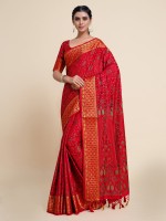 MIMOSA Woven Fashion Art Silk Saree(Red)