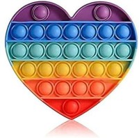 ToyEra Pop up It Push on Buble Fidget Sensory Toy Set, Push on Pop Silicone Game Toy Anxiety Stress Reliever Autism Learning Materials for Kids Teens Adults(Pack of 1) (Heart Rainbow Shape) Party & Fun Games Board Game