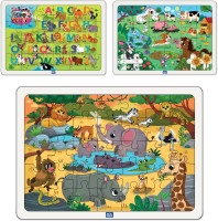 Minileaves Birthday Gift for 4 to 6 Year Old Boys and Girls (Wooden Puzzles 83 Pieces) - Set of 3(83 Pieces)