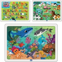 Minileaves Birthday Gift for 4 to 6 Year Old Boys and Girls (Wooden Puzzles) - Set of 3(83 Pieces)