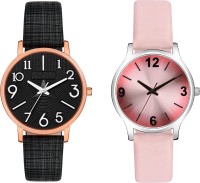 LOREO New Combo Stylish Numeric Letter Design Dial And Genuine Leather Strap Analog Watch  - For Girls