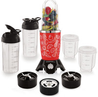 cookwell Push + Knob Bullet 600 Juicer Mixer Grinder (5 Jars, Red Fruit)