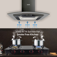 Glen 6071 EX BLK+1020GT Wall Mounted Chimney(Black 1000 CMH)