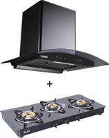 Glen CH6060BLAC60+CT1033GTXLBBBL Auto Clean Wall Mounted Chimney(Black 1050 CMH)