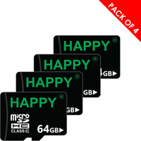 HAPPY MEMORIES 64GB Memory Card pack of 4 64 GB MicroSD Card Class 10 15 MB/s  Memory Card