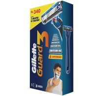 GILLETTE Guard 3 Single Razor with 8 Blades(Pack of 9)