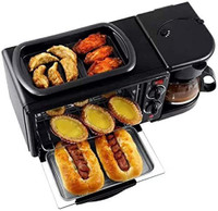 grofly 9-Litre 3-in-1 Family Size Electric Breakfast Station, Coffeemaker, NonStick Griddle, Toaster Oven Oven Toaster Grill (OTG)(breakfast maker)