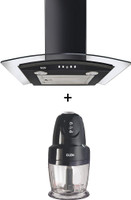 Glen CH6071XBLEX60BFLTW+GL4043BLACKPLUS Wall Mounted Chimney(Black 1000 CMH)