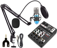 IMAGINEA BM800 Condenser Microphone with Sound Mixer Suspension Stand Pop Filter Shock Mount & Anti Wind Foam 3.5 mm Audio Splitter Full Accessories Sound for Music Podcast Streaming Gaming YouTube Microphone Set(Black)
