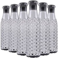 AneriDEALS Crystal Water Bottle for Fridge, for Home Office Gym School Boy, Unbreakable 1000 ml Bottle(Pack of 6, Black, Plastic)