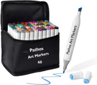 PATHOS INDIA 60 Colours Art Markers Set,Dual Tips Coloring Marker Pens for Kids, Fine and Chisel Tip Double-Ended Alcohol Based Drawing Markers for Sketch Adult Coloring Book, Back to School Art Supplies(Set of 60, 60)