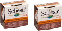 Schesir 57% Tuna with Salmon Natural Gravy Canned Cat Wet Food- 70 g Each Tuna 70 kg (2x35 kg) Wet Adult Cat Food