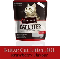 katze king Exclusive Highly Absorbable Scoopable Cat Litter with Strong Odour Control & Natural Bentonite Clay granules by Foodie Puppies (Strawberry, 10L) Pet Litter Tray Refill