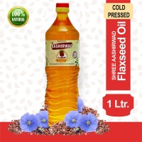 SHREE AASHIRWAD Pure & Natural Cold Pressed Kachi Ghani Flax Seed Oil (Alsi Ka Tel) - 1 Litre Flaxseed Oil PET Bottle(1 L)