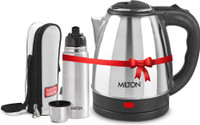 MILTON Combo Set Insta Electric Stainless Steel Kettle, 2 Litres, Silver and Flip Lid Thermosteel Hot or Cold Stainless Steel Water Bottle with Jacket, 350 ml, Silver Electric Kettle(2.35 L, Silver)