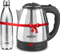 MILTON Combo Set Insta Electric Stainless Steel Kettle, 1.5 Litres, Silver and Duo DLX Thermosteel Hot or Cold Stainless Steel Water Bottle, 700 ml, Silver Electric Kettle(2.2 L, Silver)