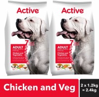Active (Buy 1 Get 1 Free) Adult Chicken and Vegetables Vegetable 2.4 kg (2x1.2 kg) Dry Adult Dog Food