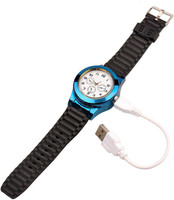 Exquisite Electronic Lighter Watch USB Cigarette Lighter USB Watch Lighter Fire Smoking Quartz Intelligent Luxurious BBQ Black Silver Premium Black Watch Lighter Cigarette Lighter(Blue)