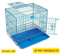 JP PET PRODUCTS Metal Cage Iron Cage with Removable Plastic Tray for Dogs, Cat and Rabbits - 24 Inch (Large) Dog, Cat, Rabbit Cage
