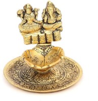 Fashion Bizz t Collection Metal Laxmi Ganesh Diya For Home And Office Aluminium (Pack of 1 ) Table Diya Set (Height: 7.6 inch)1 Aluminium Table Diya(Height: 3 inch)