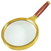 Protos Hand Held Wooden 80 mm Magnifying Lens Glass 10x Magnifier(Multicolor)