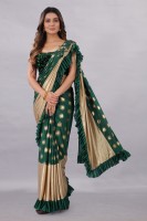 Aika Printed Fashion Lycra Blend Saree(Green)