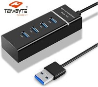 TERABYTE USB HUB 3.0 4 Port USB Hub 3.0 Adapter Cable with 5Gbps Speed, Laptop, PC Computers, with Led Indication USB Hub(Black)