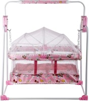 NHR Red Color Baby Cradle/Jhula cum Cot with Mosquito Net (Red)(Red)