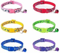 eshopy Small Dog & Cat 10 mm Bone Printed Nylon Adjustable Collar with Bell for All Breed Small Dog Pet Puppy Cat Kitty Nylon Collar. (Multicolour) ( Buy 1 Get 1 Free ) Bell Dog & Cat Collar Charm(Multicolor, Rectangle)