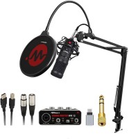 wright WR 12 USB AUDIO INTERFACE INBUILT PHANTOM POWER SUPPLY WITH WR BM 800 CONDENSER MICROPHONE AND MIC STAND AND POP FILTER FOR PODCAST RECORDING SINGING CONDENSER MIC -BK Condenser microphone with audio interface full set Bm800 Microphone, Studio Mics, Studio Mic, Condencer Microphone, Singing M
