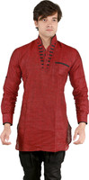 New Looks Mens Solid Pathani Kurta(Maroon) New Looks Mens Solid Pathani Kurta(Maroon)