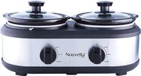 Nouvetta Gourmet Stainless Steel Slow Cooker Twin Pot 170W, 2 X 1.25 Liter, Grey & Black Slow Cooker(2.5 L, Silver, Black)