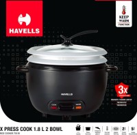 HAVELLS GHCRCCZK070 Electric Rice Cooker with Steaming Feature(1.8 L, Black)