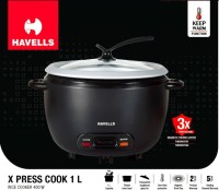 HAVELLS GHCRCCXK040 Electric Rice Cooker with Steaming Feature(1 L, Black)