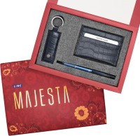 Linc Majesta Premium Gift Set with Card Holder, Keychain & Zenith Ball Pen(Pack of 3, Blue)