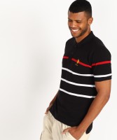 U.S. POLO ASSN. Striped Men Polo Neck Black T-Shirt