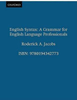 English Syntax  - A Grammar for English Language Professionals(English, Paperback, Jacobs Roderick A.)