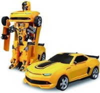 Dcare Robot Car for Kids, Bump & Go Action 2 in 1 Deformation Robot Car Toy with 3D Light and Music, Transformer Car for Boys(Yellow)