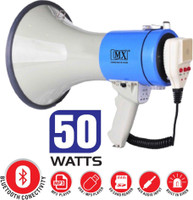 MX Handheld Battery Operated Megaphone with Microphone, Handheld Megaphone 24 DP With USB ,Bluetooth , SD Card Slot , AUX Indoor, Outdoor PA System(50 W)