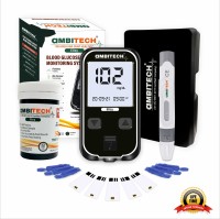 AMBITECH Elizy Blood Glucose Meter Kit with 50 strips and 50 lancets ( Made in India ) ( Life time warranty) Glucometer(Black)