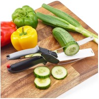 HANGERILLA 2-in-1 Steel Smart Clever Cutter Kitchen Knife Food Chopper and in Built Mini Chopping Board with Locking Hinge; with Spring Action; Stainless Steel Blade (Black) Vegetable & Fruit Slicer(1 chopper)