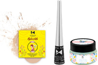 MORAZE ELF Pack Of 1 Eyeliner With 1 Lip scrub and 1 Compact (Porcelain)(3 Items in the set)