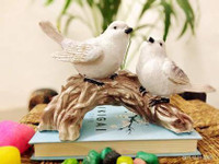 Craftomanic Handicrafted Polyresin Cute Love Birds Sitting On Branch of Tree Figurine Showpiece for Home Decor (Multicolour, Medium, 23 cm) Decorative Showpiece  -  8 cm(Polyresin, White)