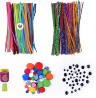 Unobite Pom Pom DIY Craft Kits with Mulitcolor Pipe Cleaner, Multicolor Glitter Pipe Cleaner, Googly Eyes and Pom Pom Balls for DIY School Projects, Decorations & Scrapbooking