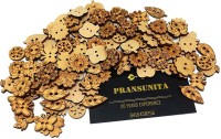 PRANSUNITA Designer Wooden Collection Buttons 2 Holes, 20 mm for DIY Crafting, Knitting, Crochet, Scrapbooking, Sewing, Card Making and Embellishments Bracelets 95 Mix Brown Buttons